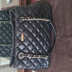 Kate Spade Black Quilted Shoulder Bag with Gold Chain